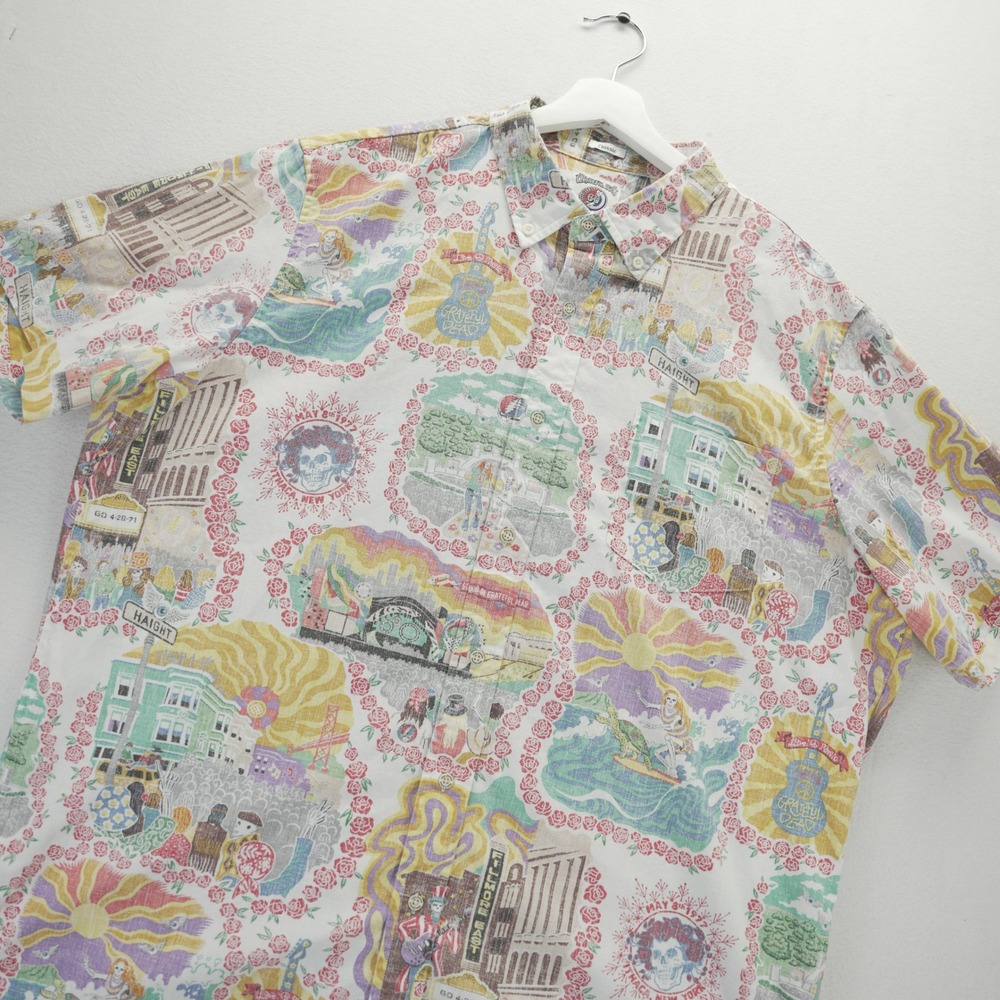 Reyn Spooner Grateful Dead 60th Anniversary Legendary Shows Shirt Mens XL White
